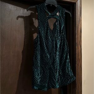 Sleeveless Velvet Striped Dress Top